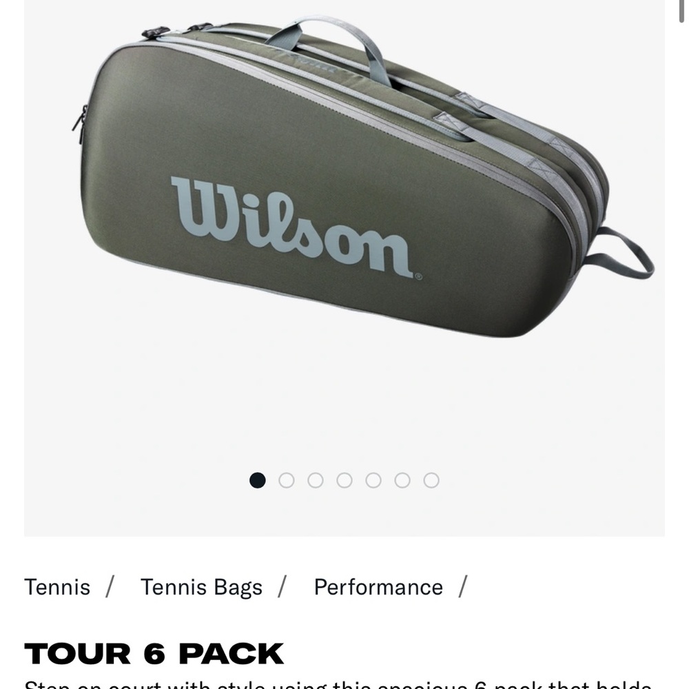 NWT Wilson Tour 6 Pack tennis bag - dark green
